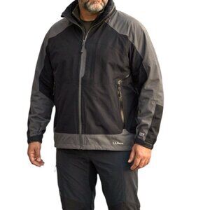 L.L.Bean Gray Vintage Full Zip Hidden Hood Pocketed Outdoor Jacket Size XXL